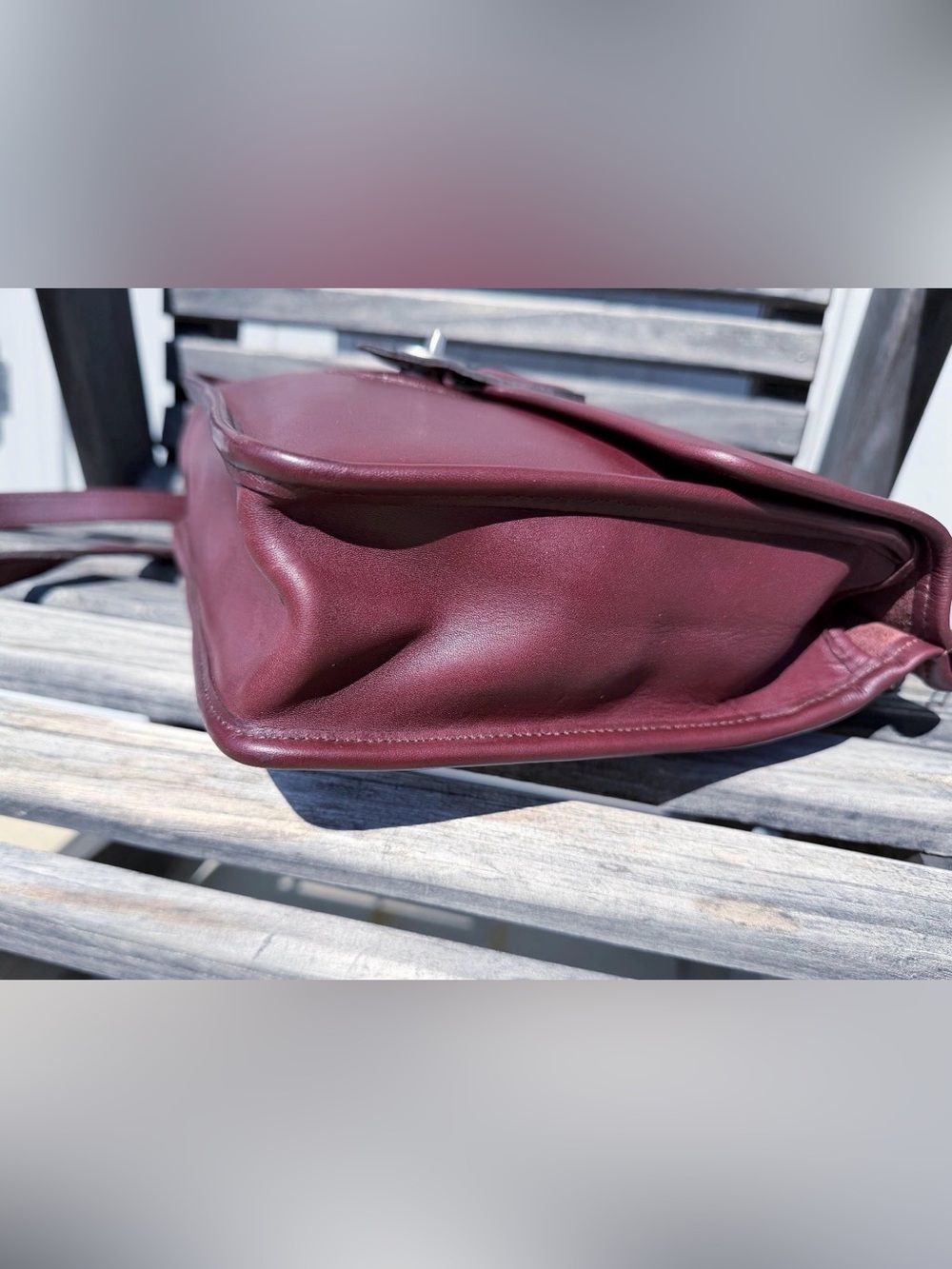 Rare Coach Willis bag VTG # 9927 burgundy silver hardware crossbody satchel WOW - Picture 15 of 16